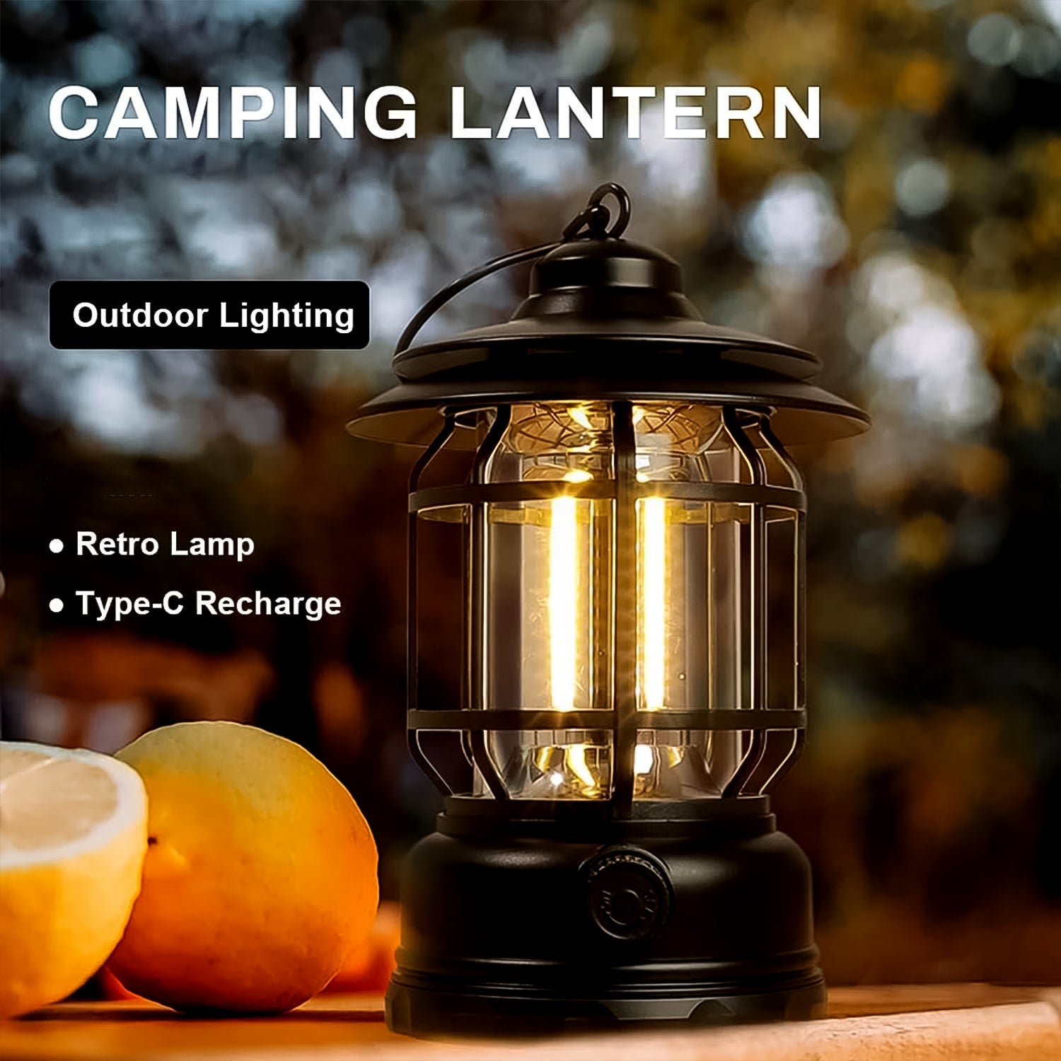 LED Camping Lante Light Retro Style Lighting Battery Type-c Rechargeable (1 Pc) LED Camping Lante Light Retro Style Lighting Battery Type-c Rechargeable (1 Pc)